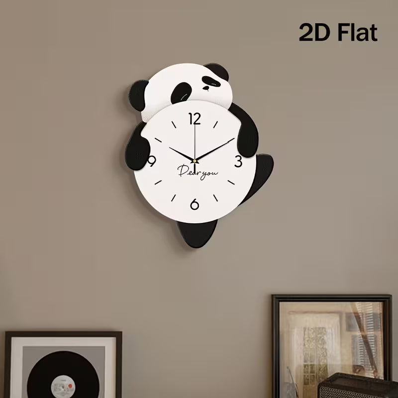 cartoon adorable panda Acrylic Wall Clock