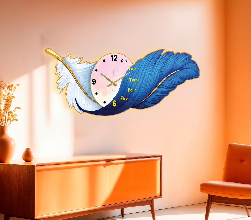 Premium Feather Wall Clock- GD-504