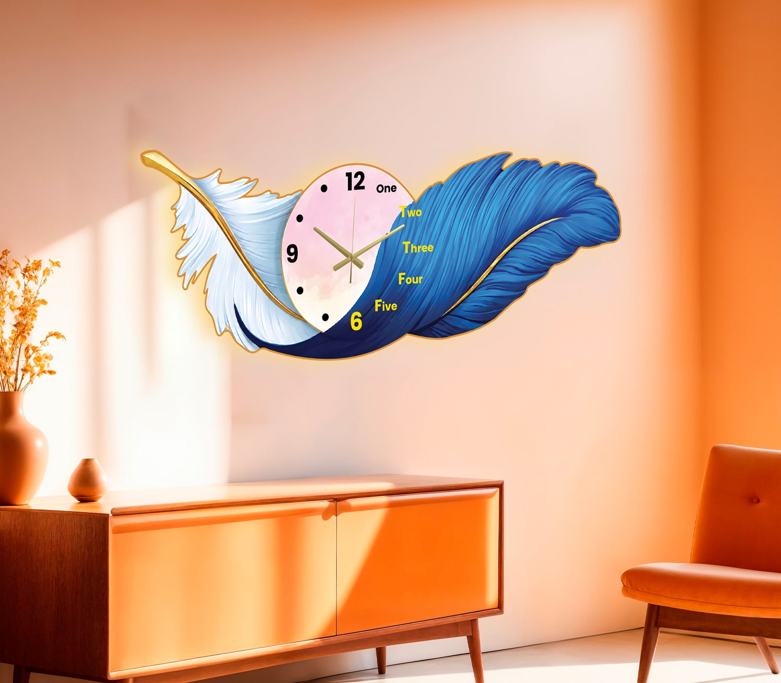 Premium Feather Wall Clock- GD-504