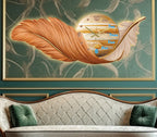 Premium Feather Wall Clock- GD-505