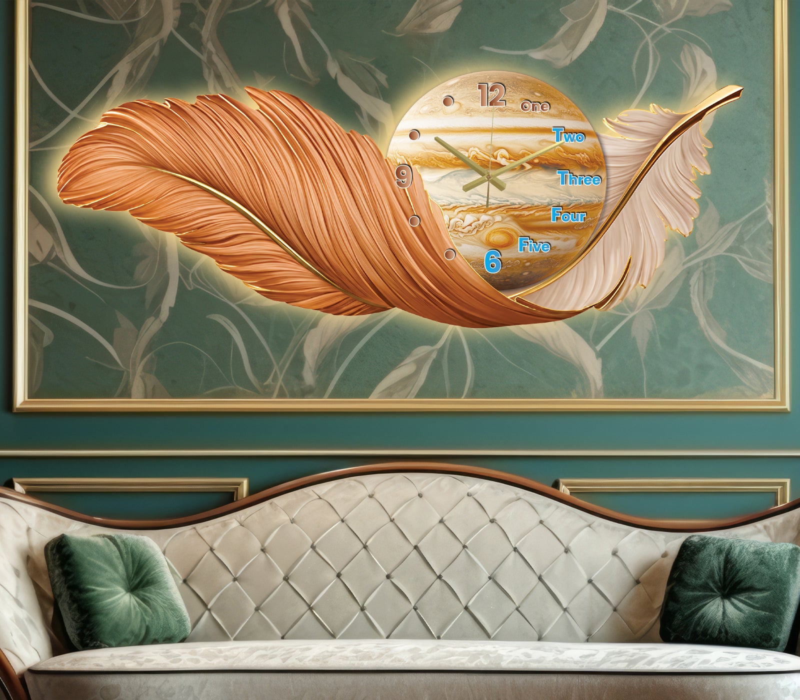 Premium Feather Wall Clock- GD-505