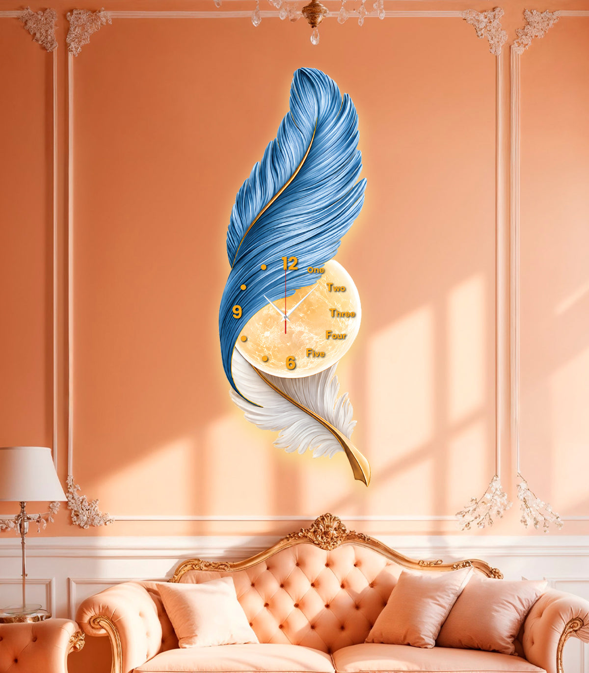 Premium Feather Wall Clock- GD-508