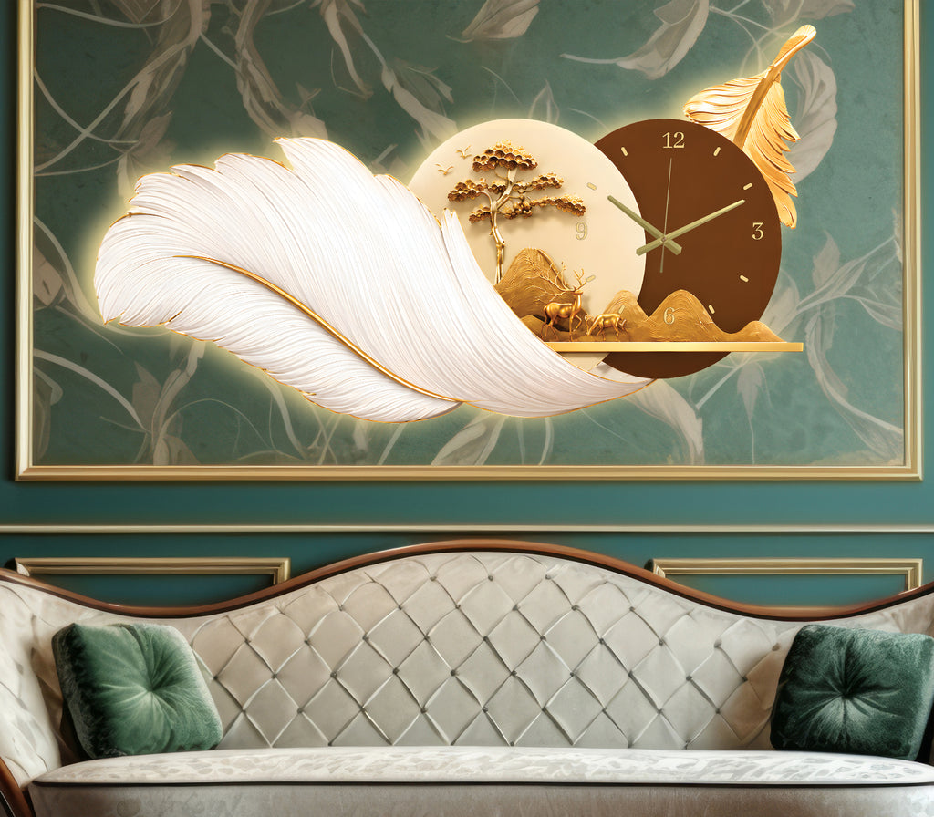 Premium Feather Wall Clock- GD-507