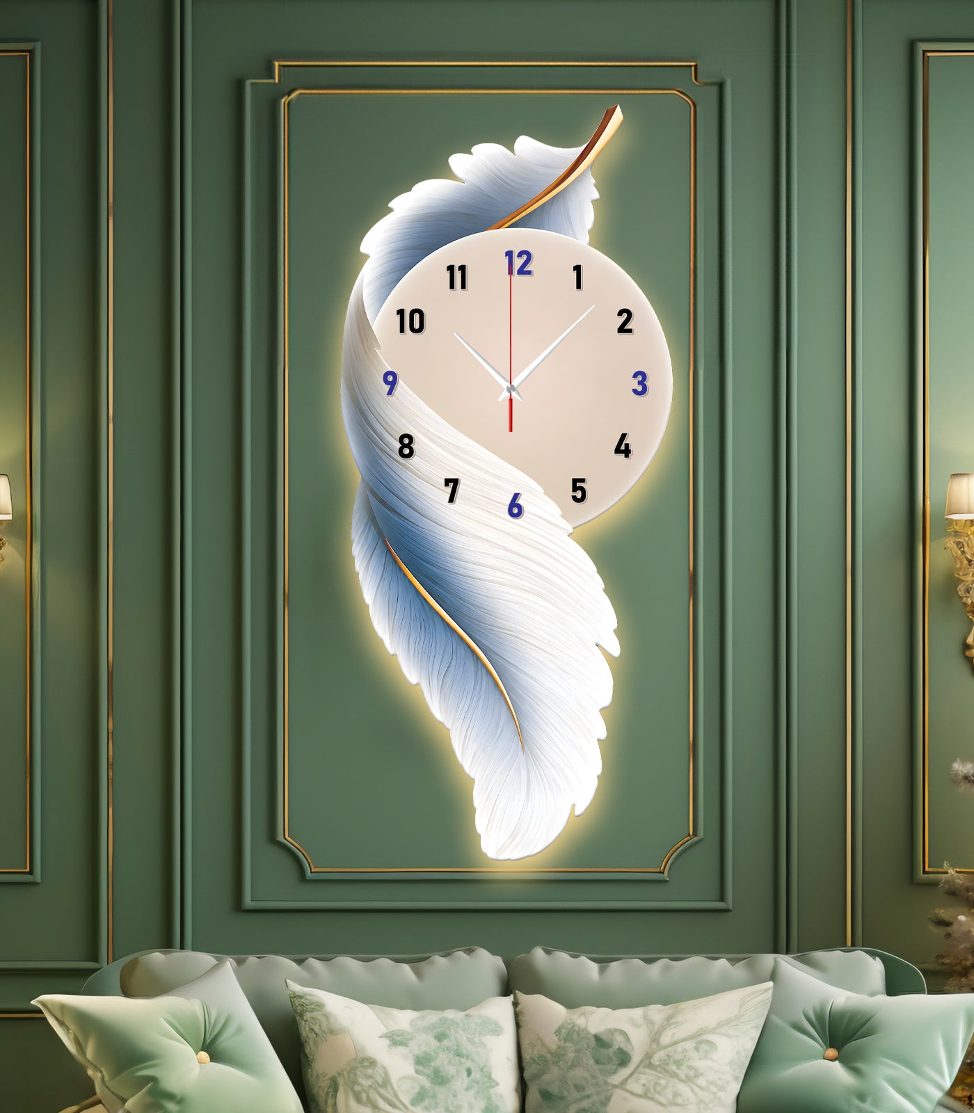 Premium Feather Wall Clock- GD-503