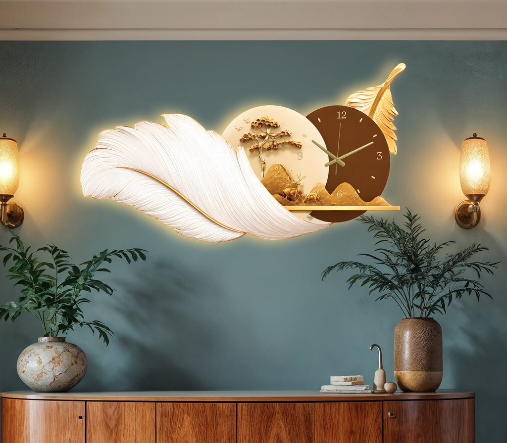 Premium Feather Wall Clock- GD-507