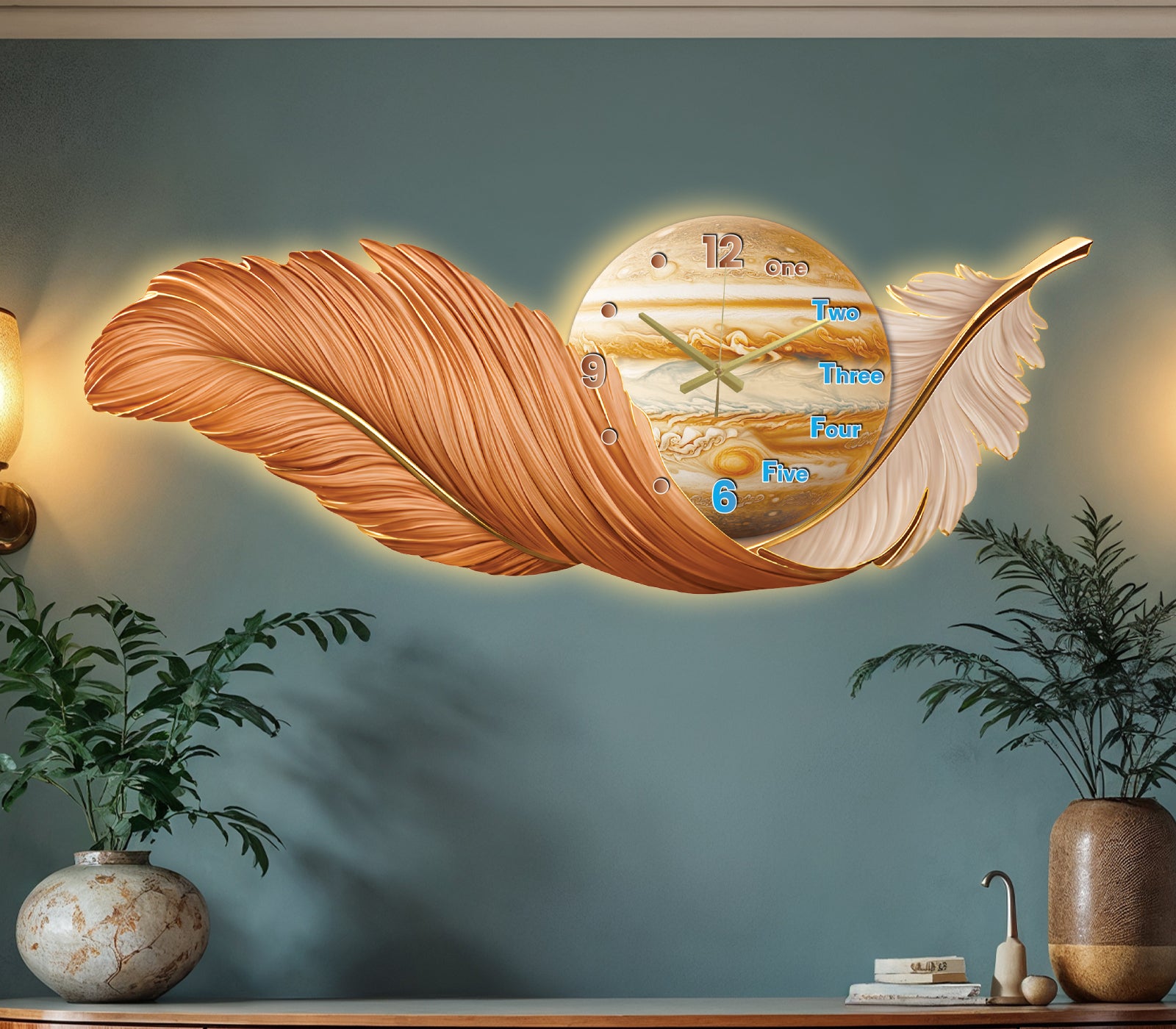 Premium Feather Wall Clock- GD-505