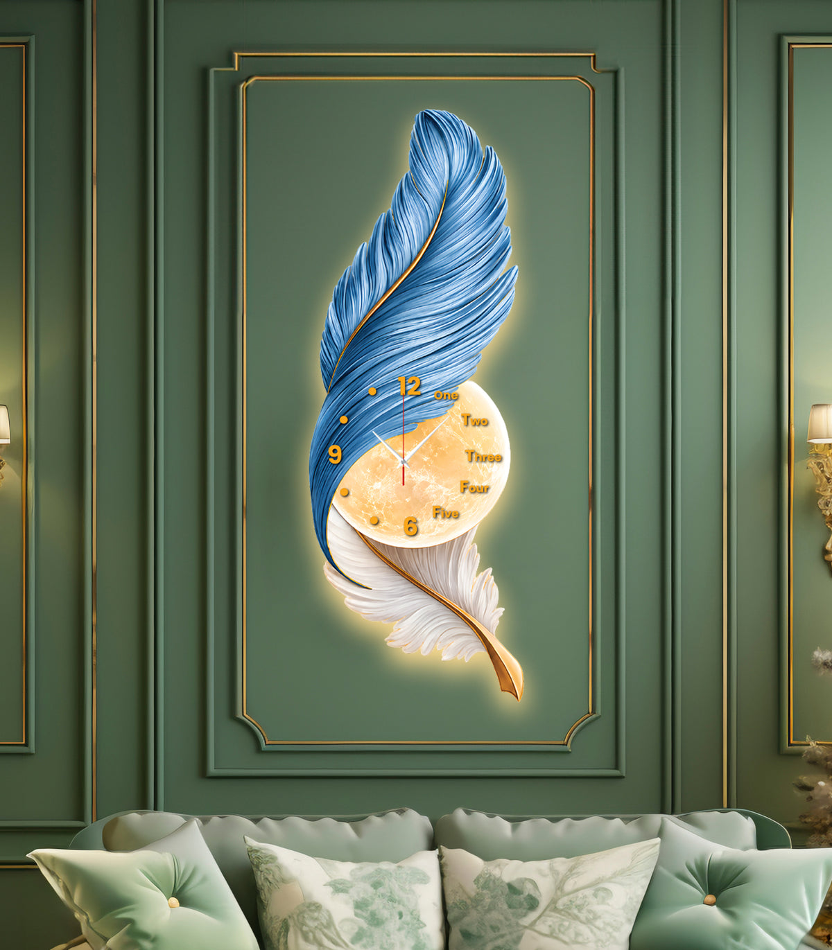 Premium Feather Wall Clock- GD-508