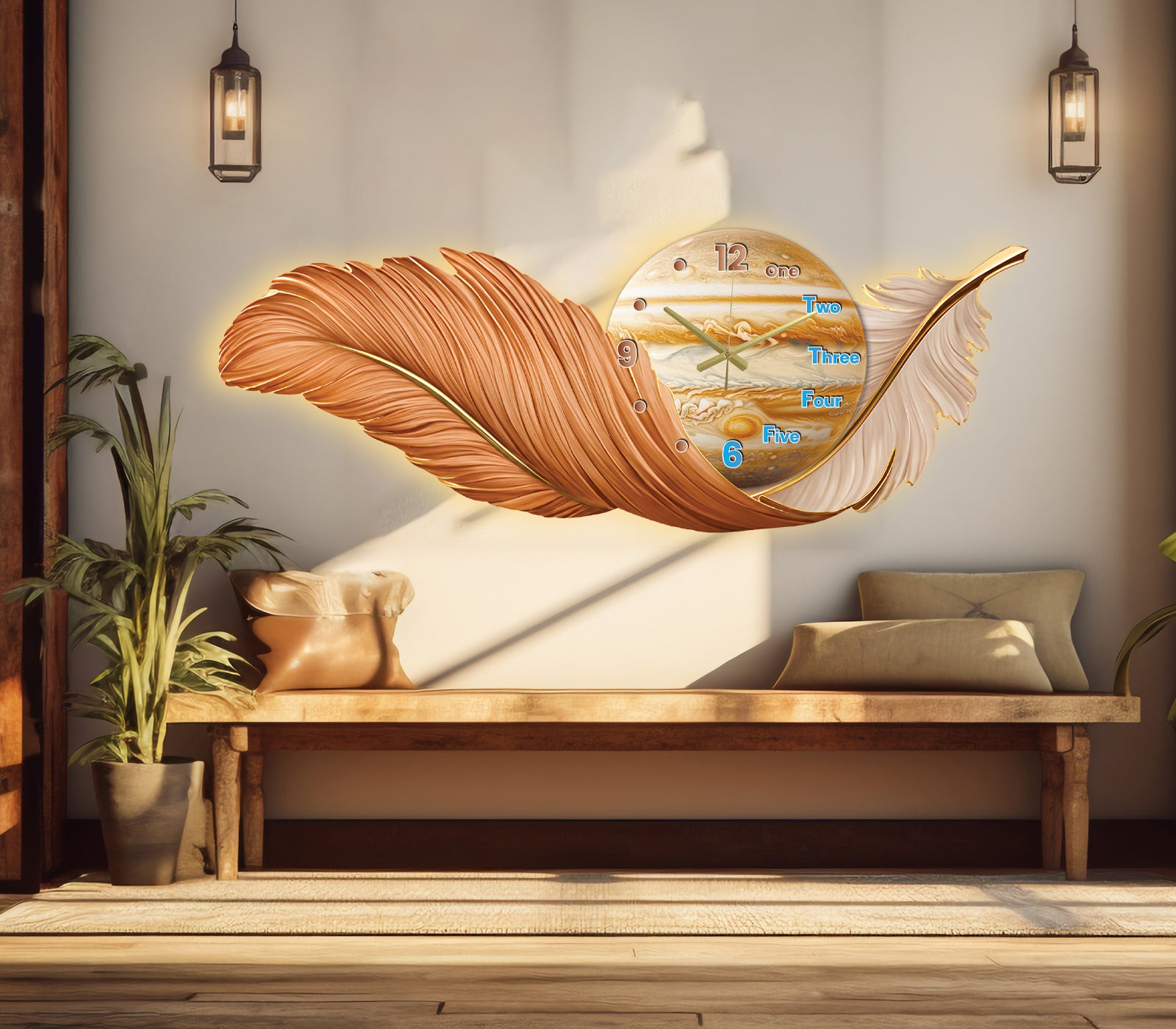 Premium Feather Wall Clock- GD-505