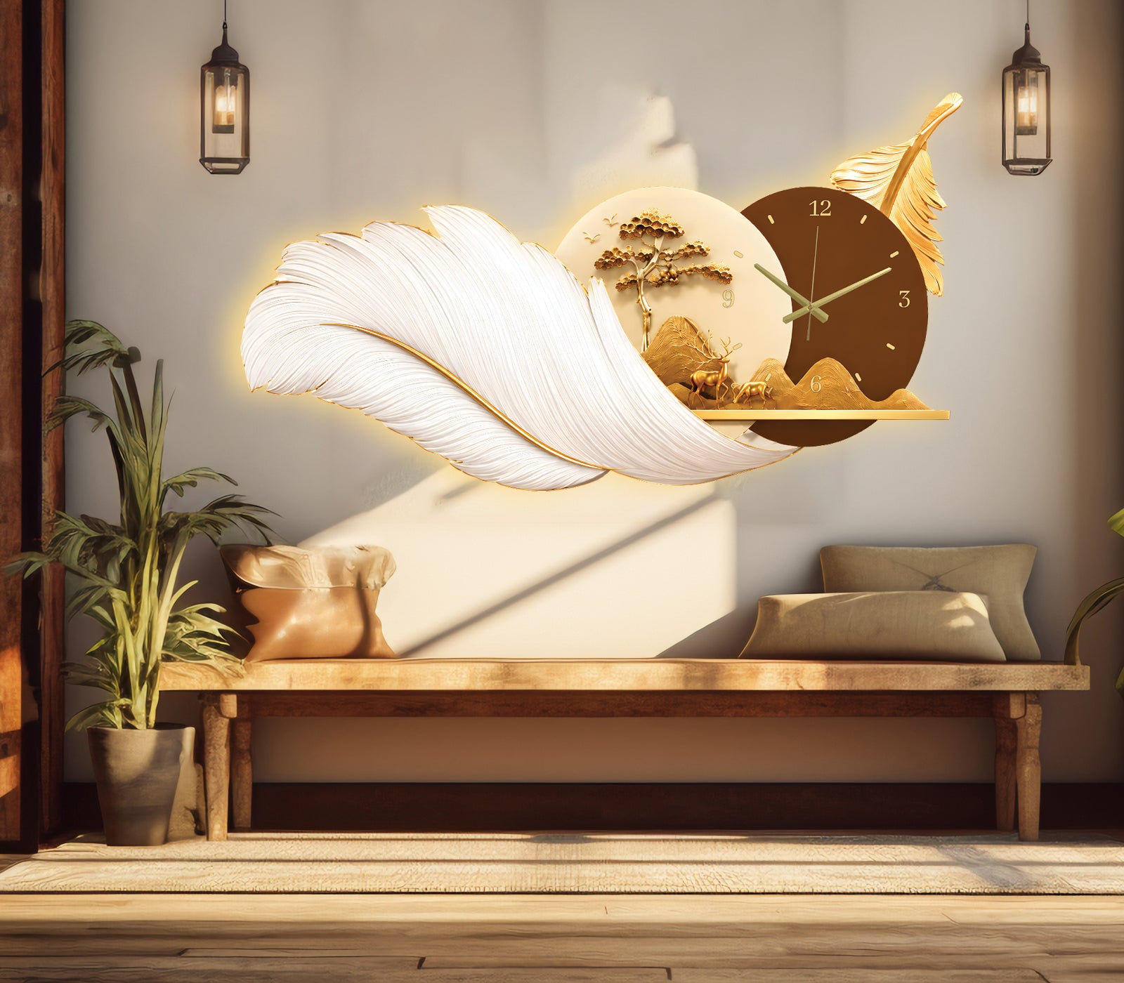 Premium Feather Wall Clock- GD-507