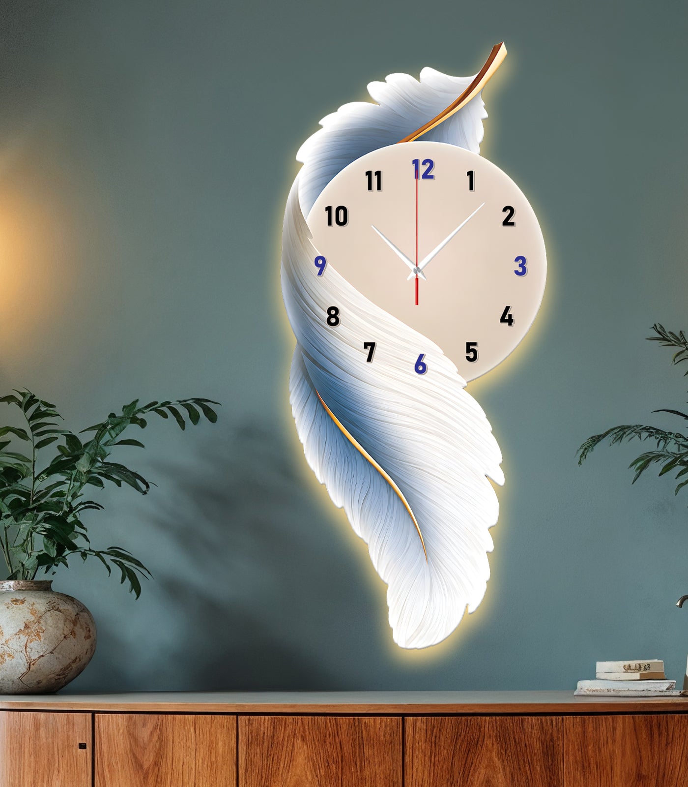 Premium Feather Wall Clock- GD-503