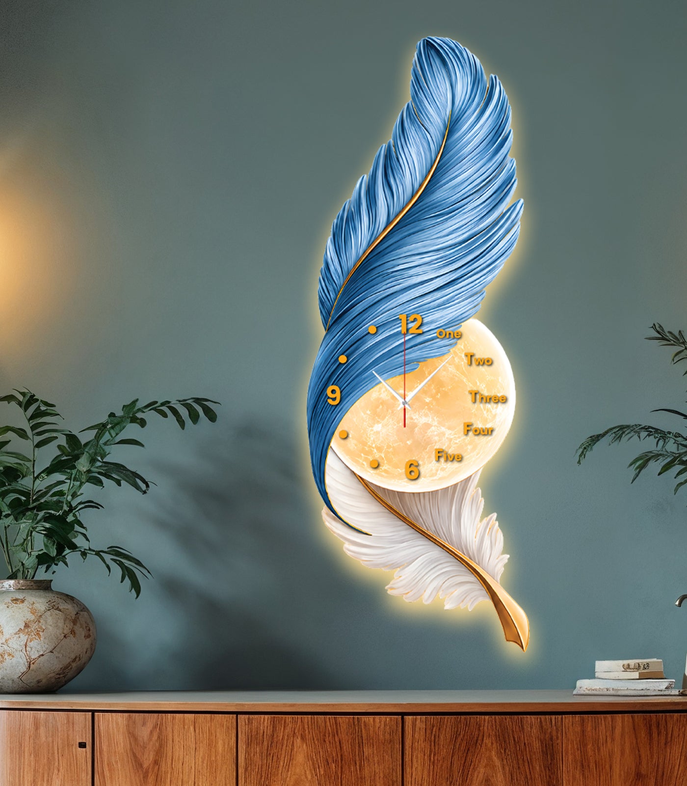 Premium Feather Wall Clock- GD-508