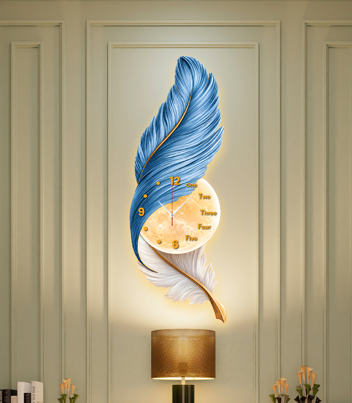 Premium Feather Wall Clock- GD-508