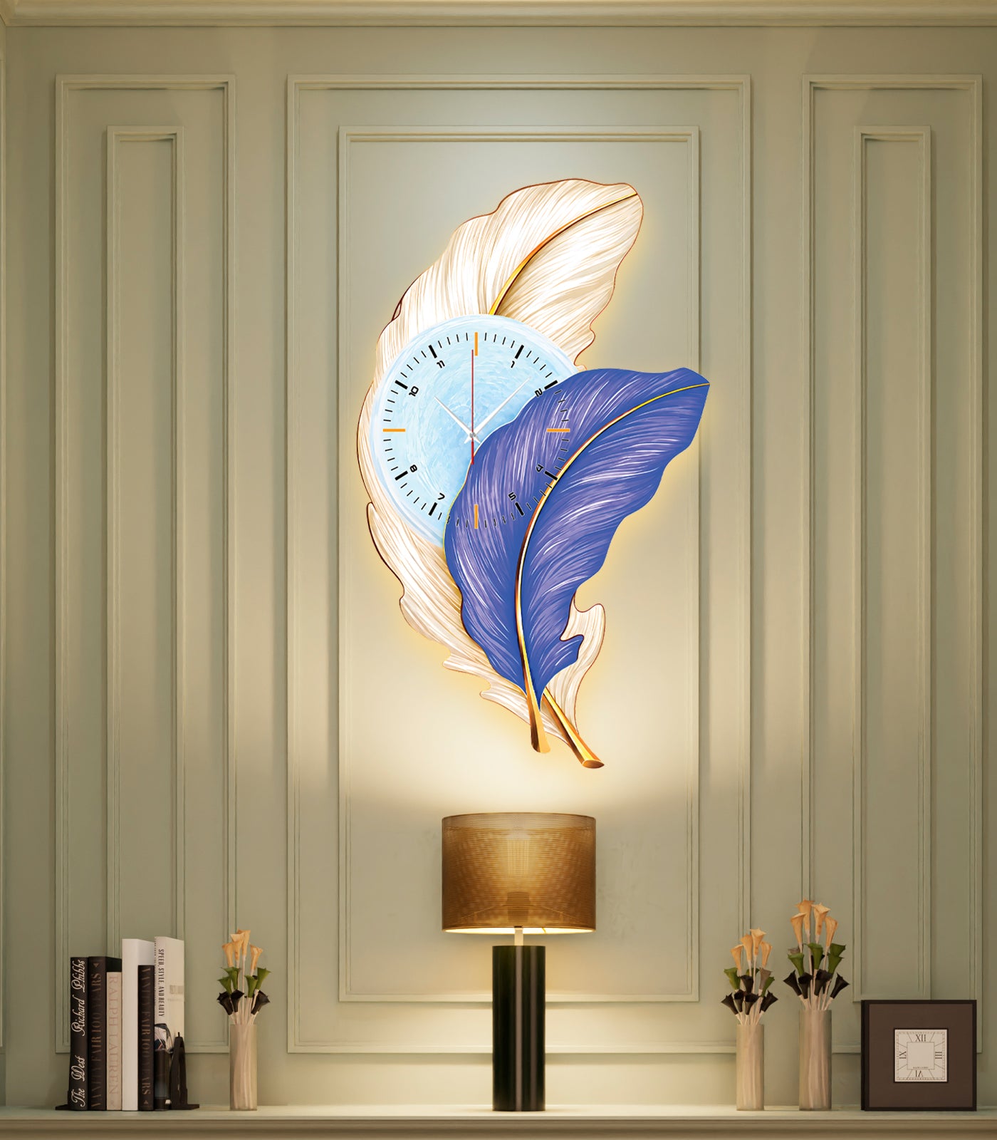 Premium Feather Wall Clock- GD-501