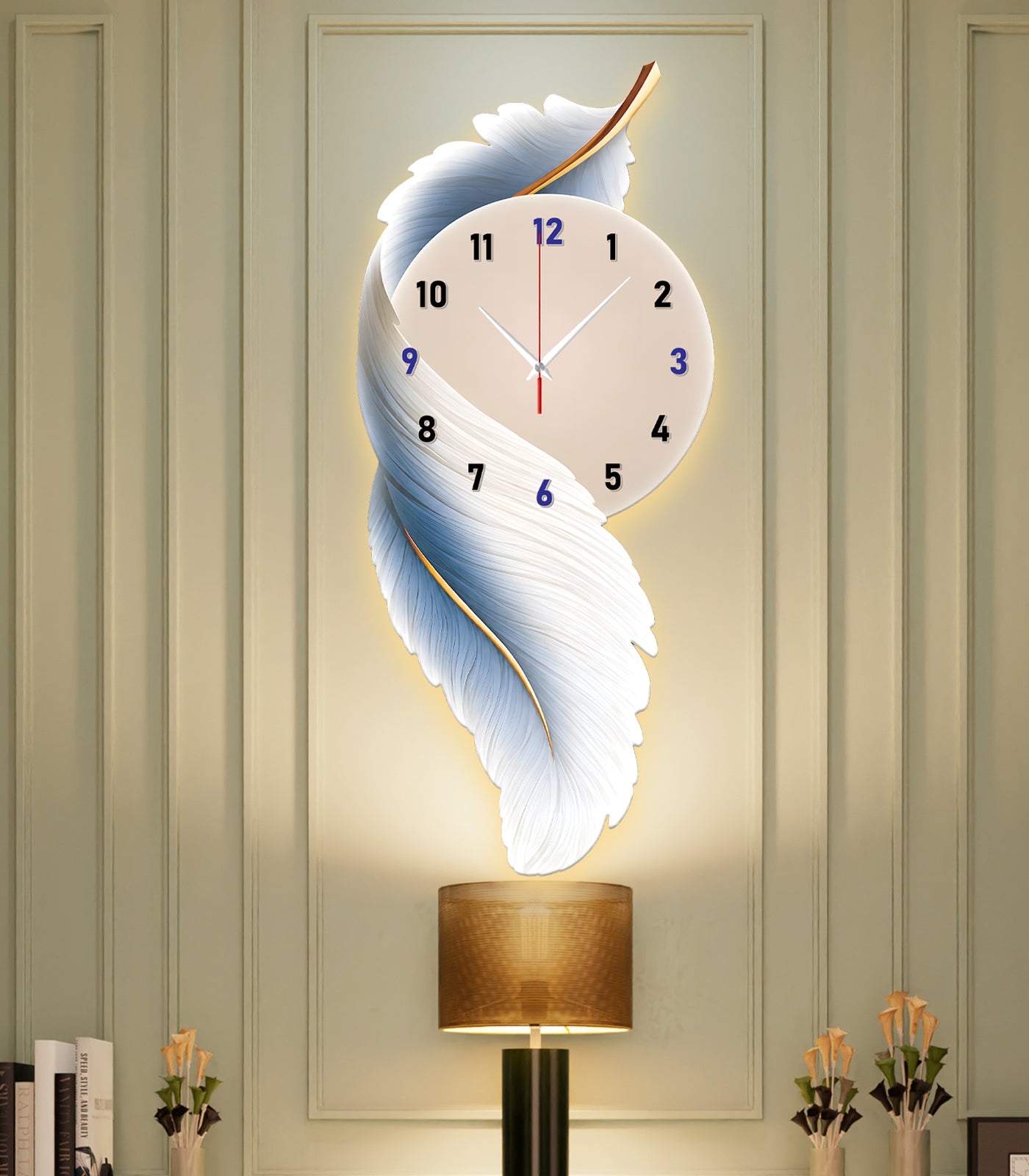 Premium Feather Wall Clock- GD-503