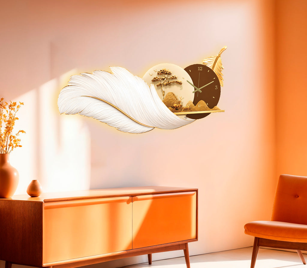 Premium Feather Wall Clock- GD-507