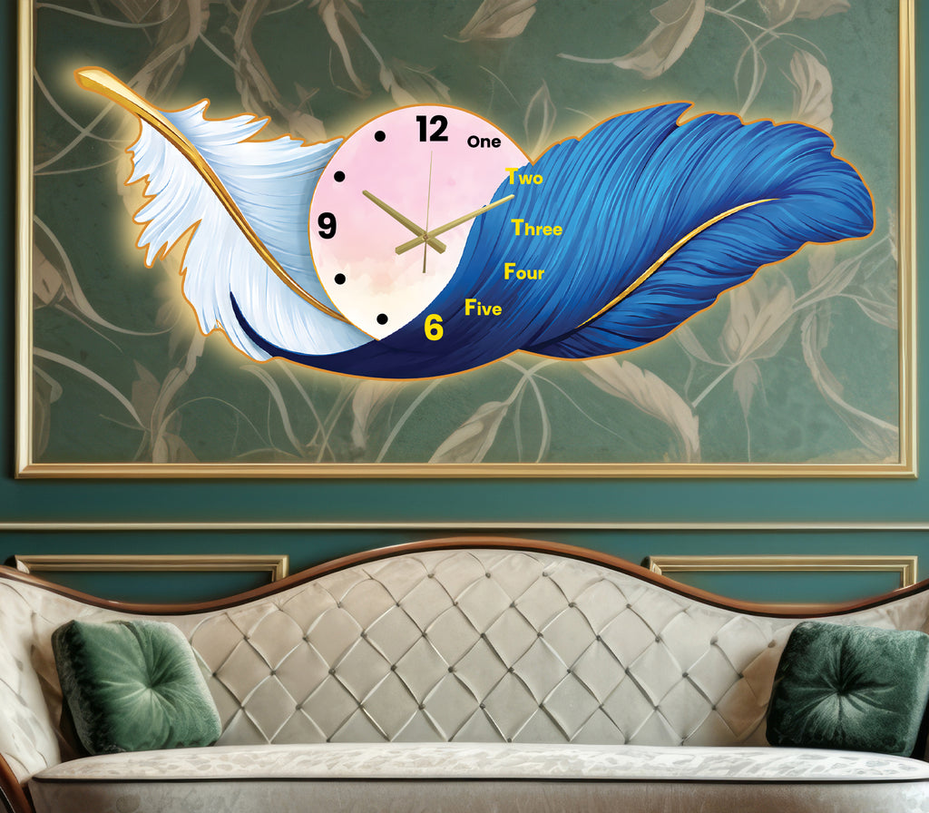 Premium Feather Wall Clock- GD-504