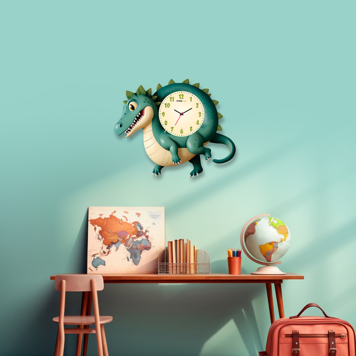 Crocodile Cartoon Acrylic Wall Clock for Kids' Rooms