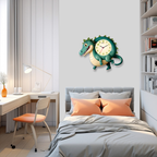 Crocodile Cartoon Acrylic Wall Clock for Kids' Rooms