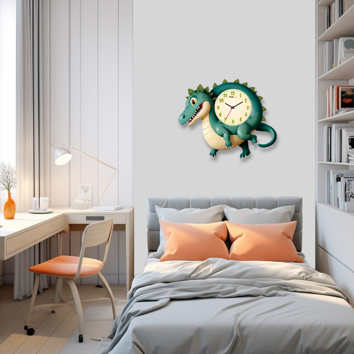 Crocodile Cartoon Acrylic Wall Clock for Kids' Rooms
