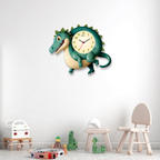 Crocodile Cartoon Acrylic Wall Clock for Kids' Rooms