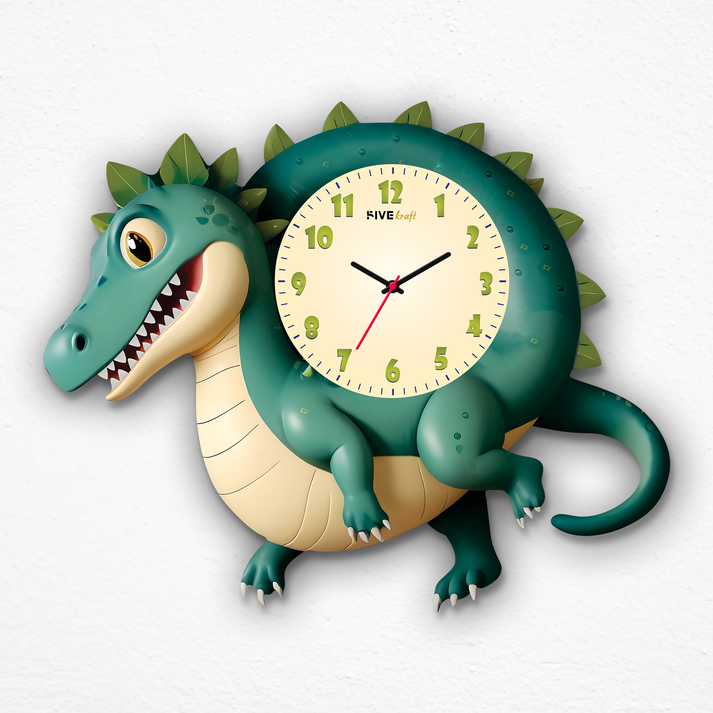 Crocodile Cartoon Acrylic Wall Clock for Kids' Rooms