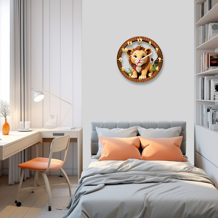 Unleash Your Child's Inner Roar with the Lion Cartoon Acrylic Wall Clock