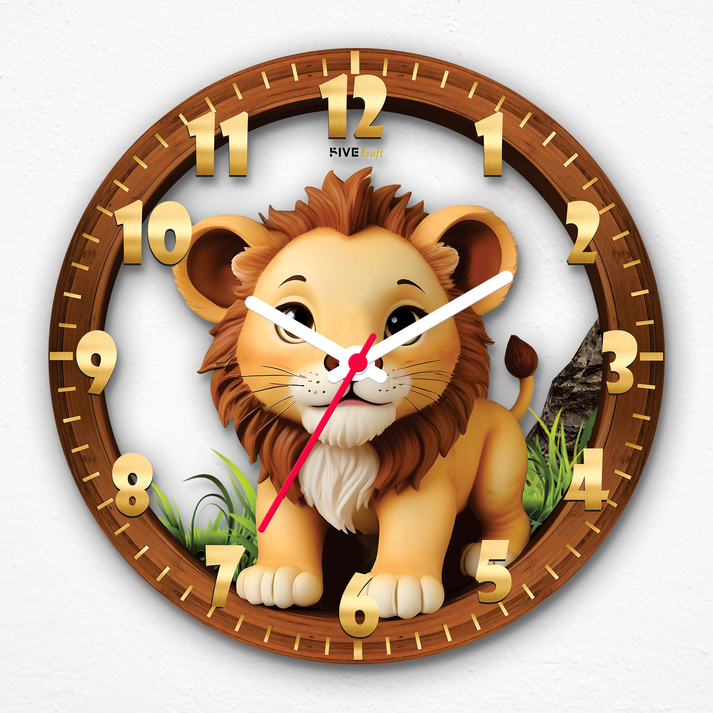 Unleash Your Child's Inner Roar with the Lion Cartoon Acrylic Wall Clock