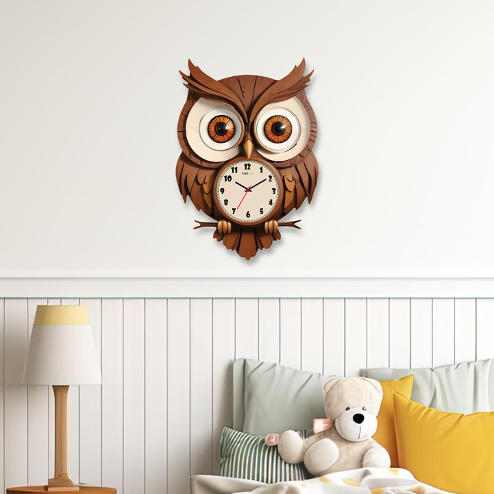 Unleash the Cuteness with the Owl Cartoon Acrylic Wall Clock for Rooms