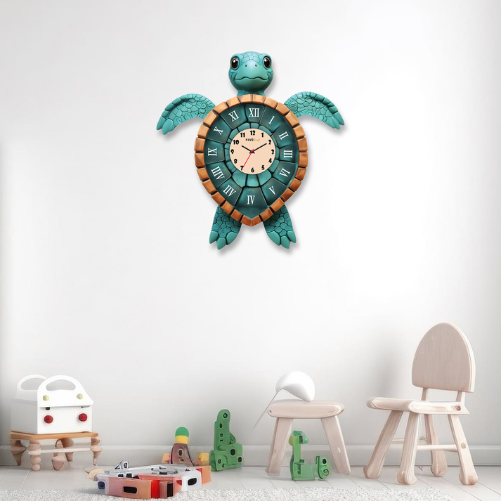 Vibrant Colorful Turtle Acrylic Wall Clock for Kids or Any Rooms