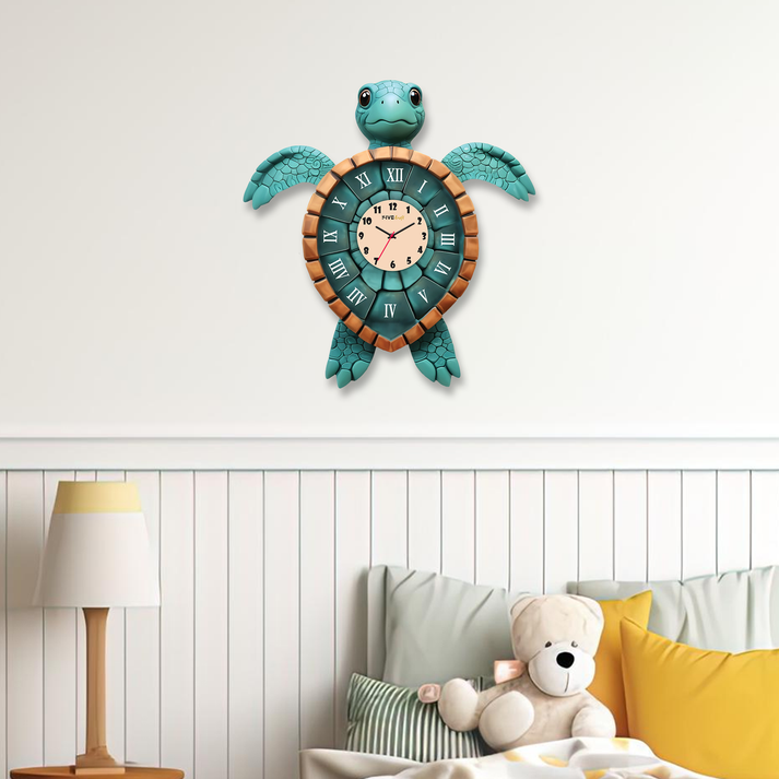 Vibrant Colorful Turtle Acrylic Wall Clock for Kids or Any Rooms