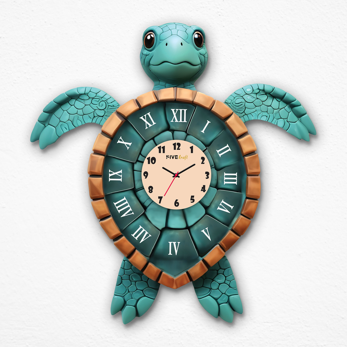 Vibrant Colorful Turtle Acrylic Wall Clock for Kids or Any Rooms