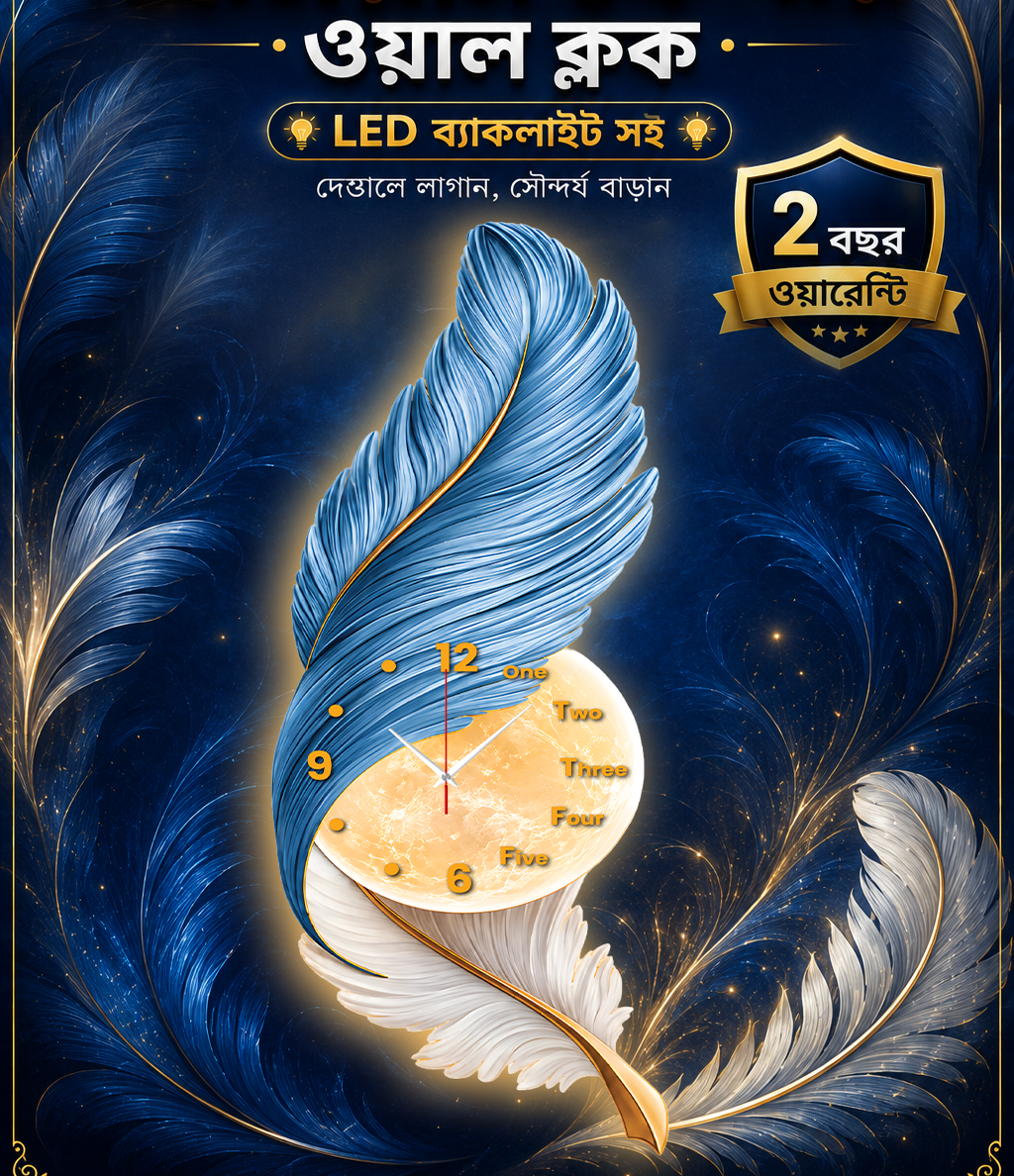 Premium Feather Wall Clock- GD-508