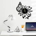 Butterfly On Flower  Acrylic Wall Clock Modern Design