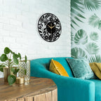 Floral Metal Wall Clock Oversized Botanical Decor