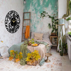 Floral Metal Wall Clock Oversized Botanical Decor