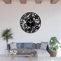 Floral Metal Wall Clock Oversized Botanical Decor