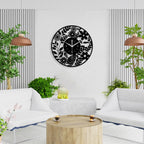 Floral Metal Wall Clock Oversized Botanical Decor