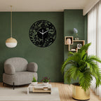 Floral Metal Wall Clock Oversized Botanical Decor