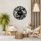 Floral Metal Wall Clock Oversized Botanical Decor