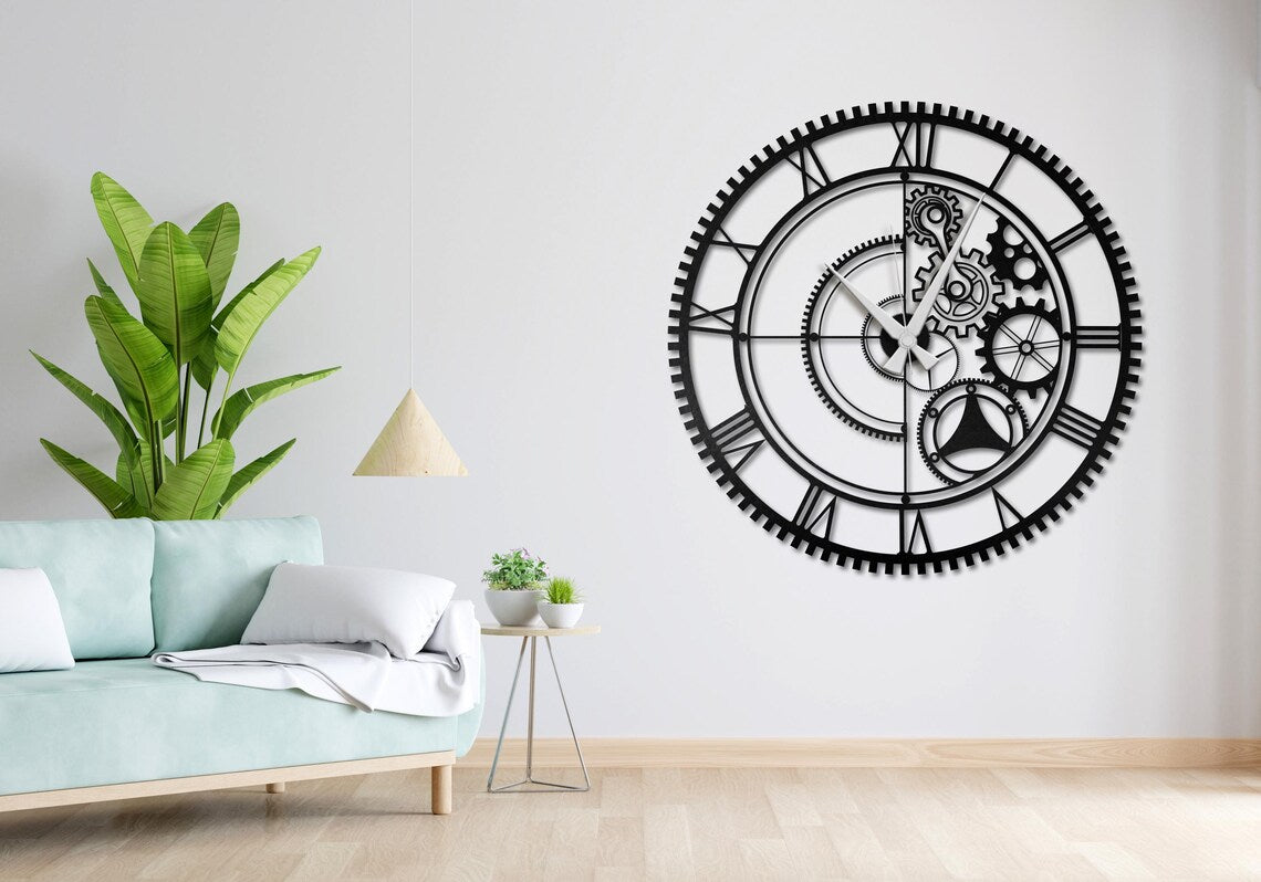Oversized Gear Wheel  Acrylic Wall Clock