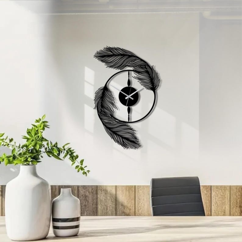 Acrylic Feather Wall Clock