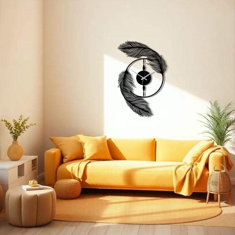 Acrylic Feather Wall Clock
