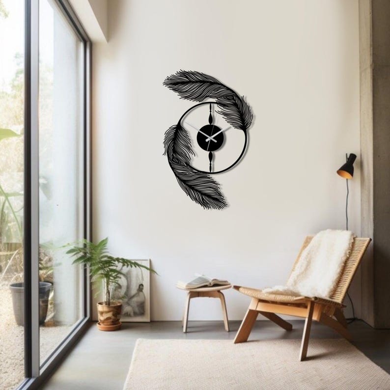Acrylic Feather Wall Clock