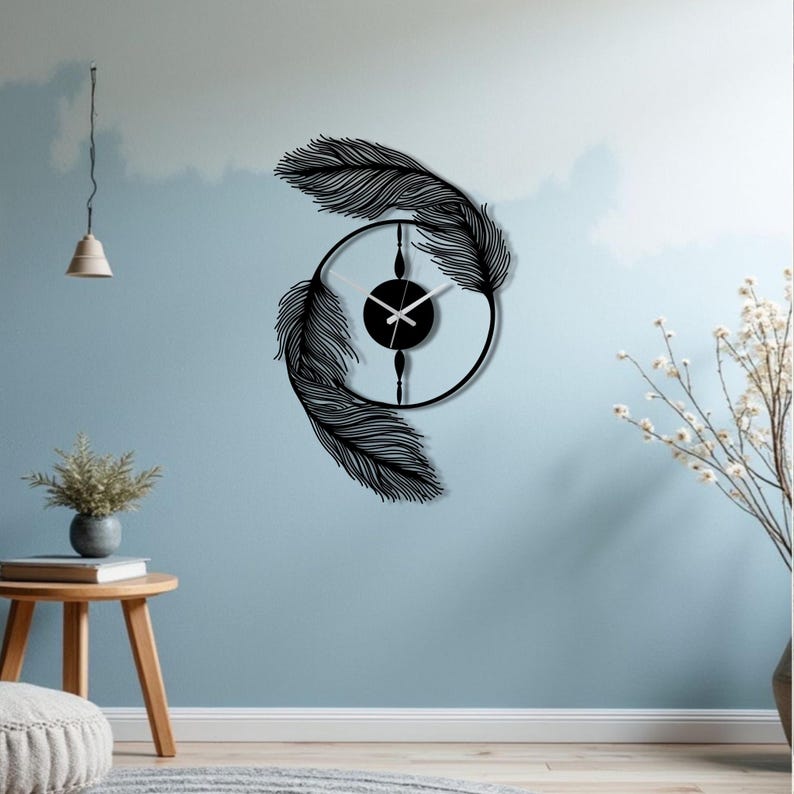 Acrylic Feather Wall Clock