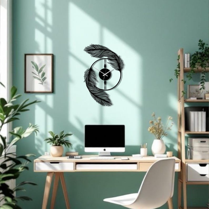 Acrylic Feather Wall Clock